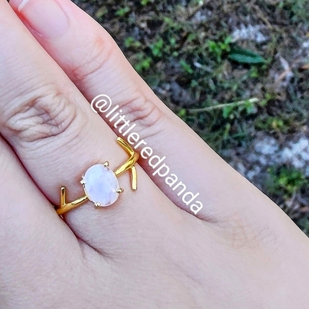 Moonstone branch ring Elven style